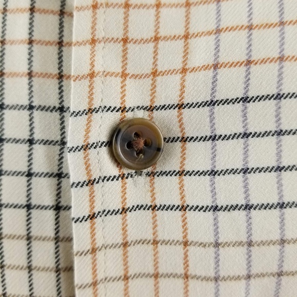 ORVIS Long Sleeve Tan Plaid Silk Wool Sz Large - Picture 3 of 8